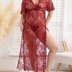 Plus Size Side Slit Lace Dress