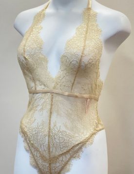 Champagne Lace Backless Bodysuit